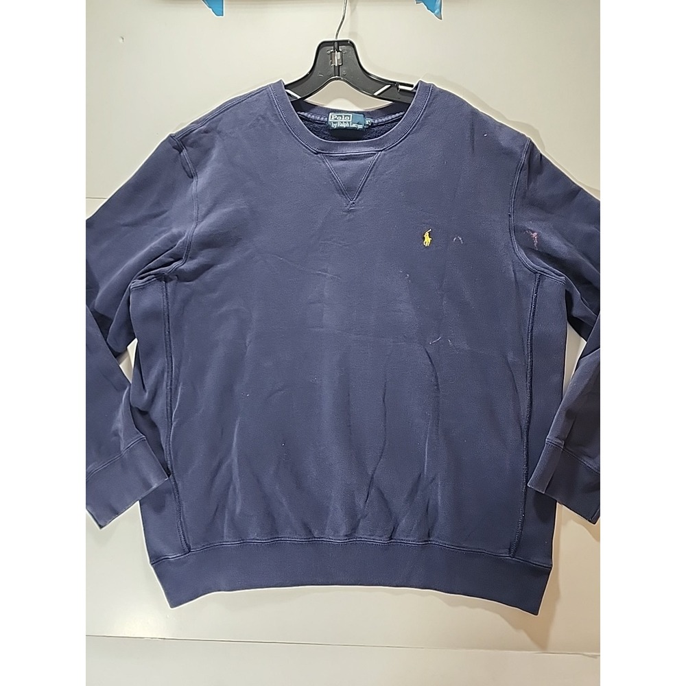 VTG Polo Ralph Lauren Sweatshirt Mens XL Blue Crewneck‎ V-Stitch 90s Blue Tag